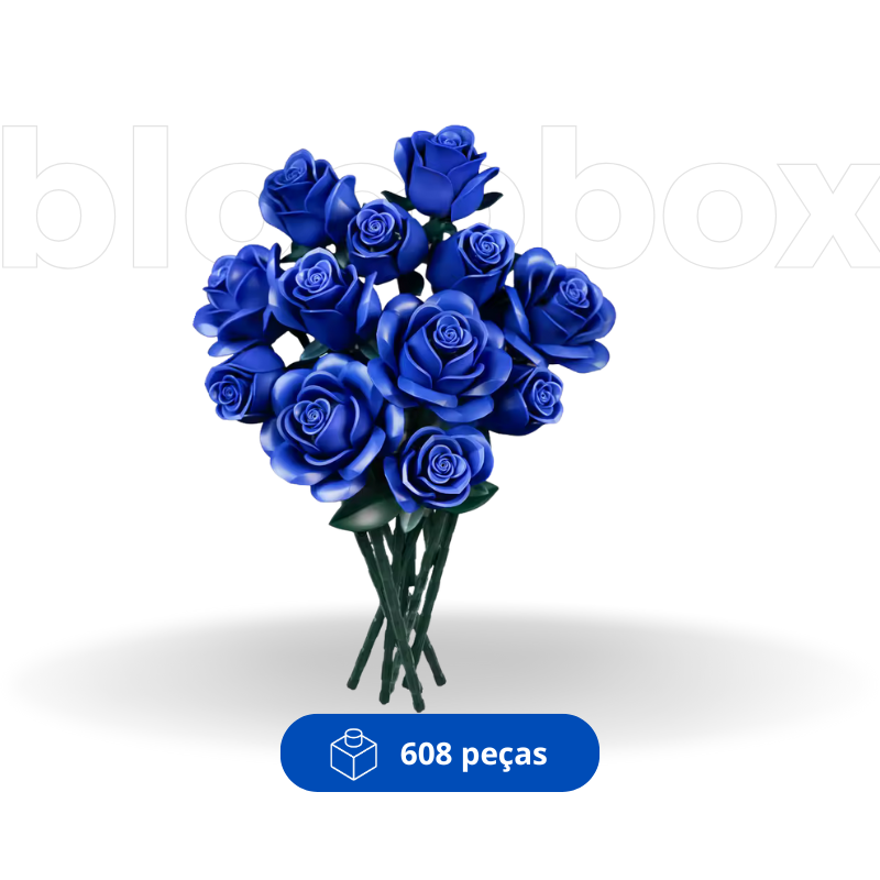 Buquê de Flores de Rosas Azuis | 608PCS