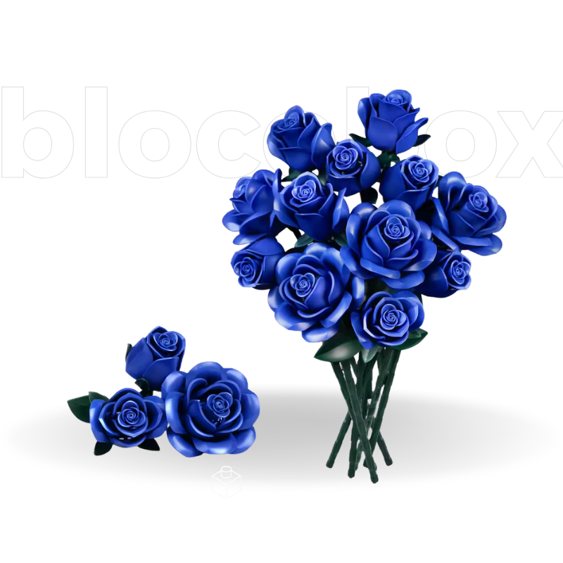 Buquê de Flores de Rosas Azuis | 608PCS