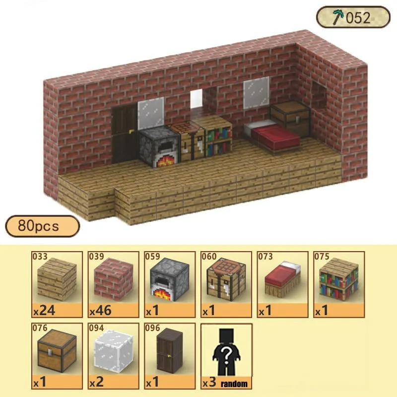 Cabana de Tijolos Vermelhos - Blocos Magnéticos Minecraft | 80PCS