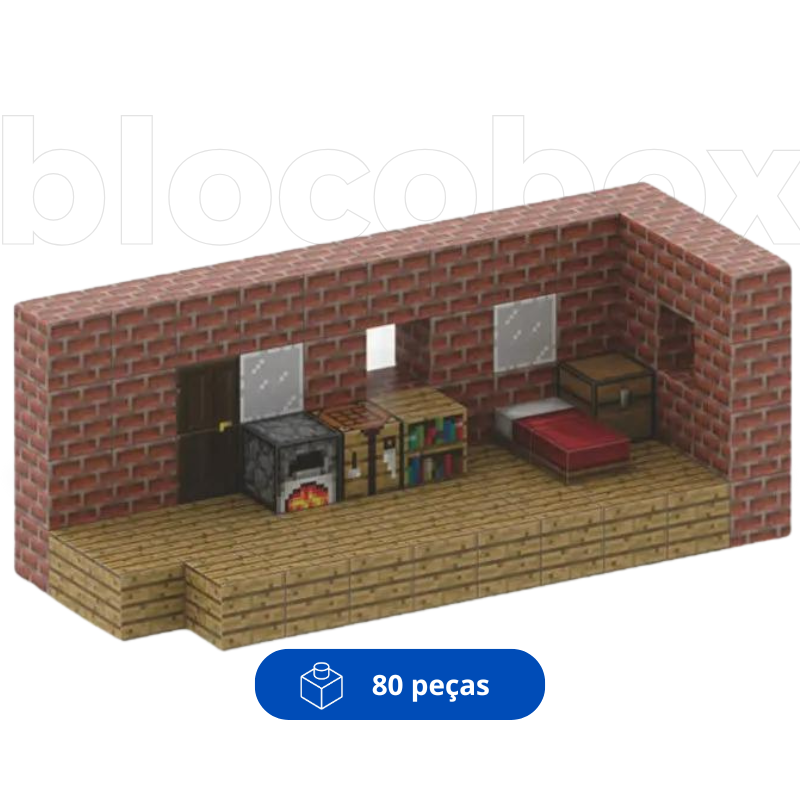 Cabana de Tijolos Vermelhos - Blocos Magnéticos Minecraft | 80PCS