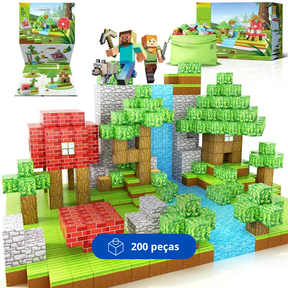 Mundo Minecraft + Minifigures de Brinde | 150PCS Magnéticas