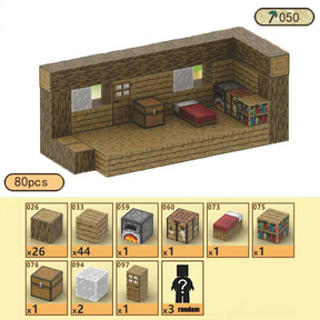 Cabana de Madeira - Blocos Magnéticos Minecraft | 80PCS