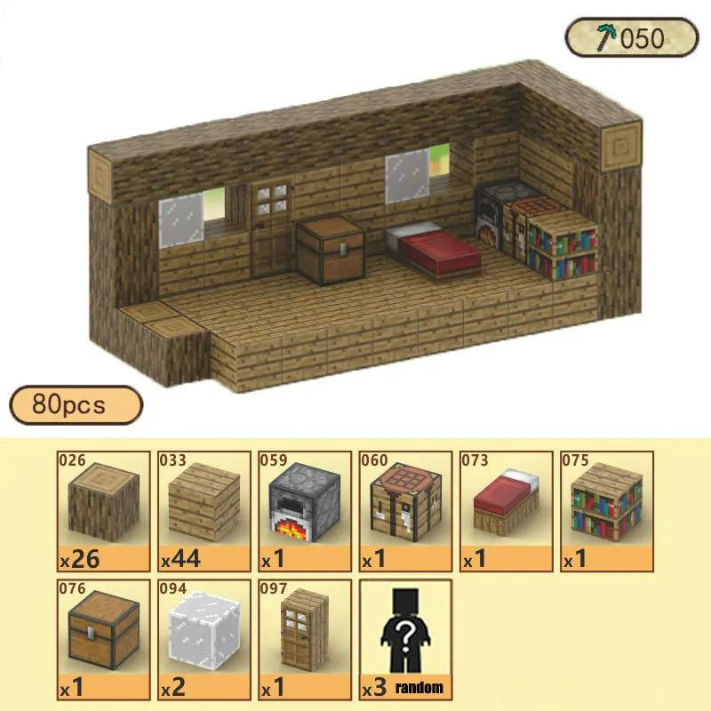 Cabana de Madeira - Blocos Magnéticos Minecraft | 80PCS