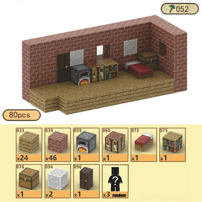 Cabana de Tijolos Vermelhos  - Blocos Magnéticos Minecraft | 80PCS