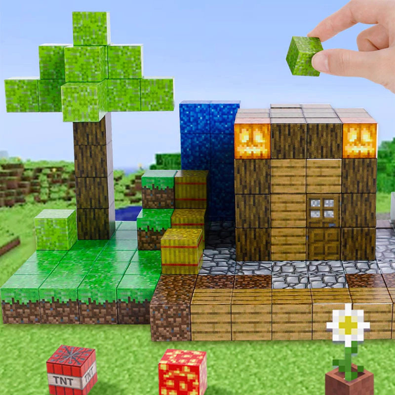 Mundo Minecraft + Minifigures de Brinde | 150PCS Magnéticas