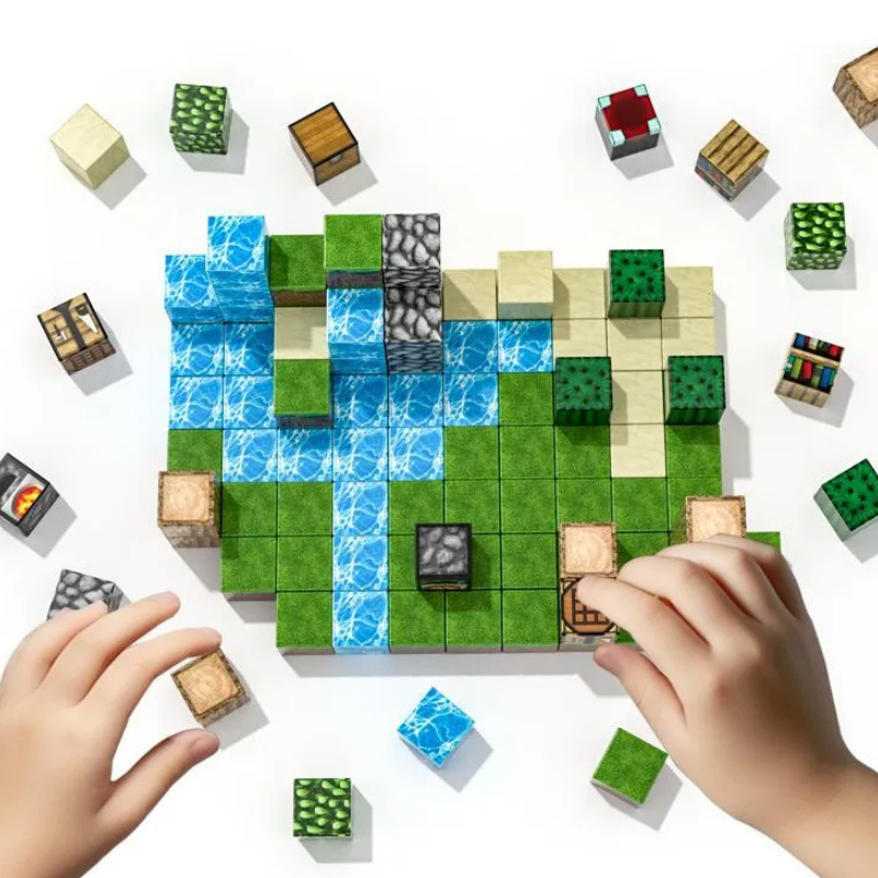 Mundo Minecraft + Minifigures de Brinde | 500PCS Magnéticas