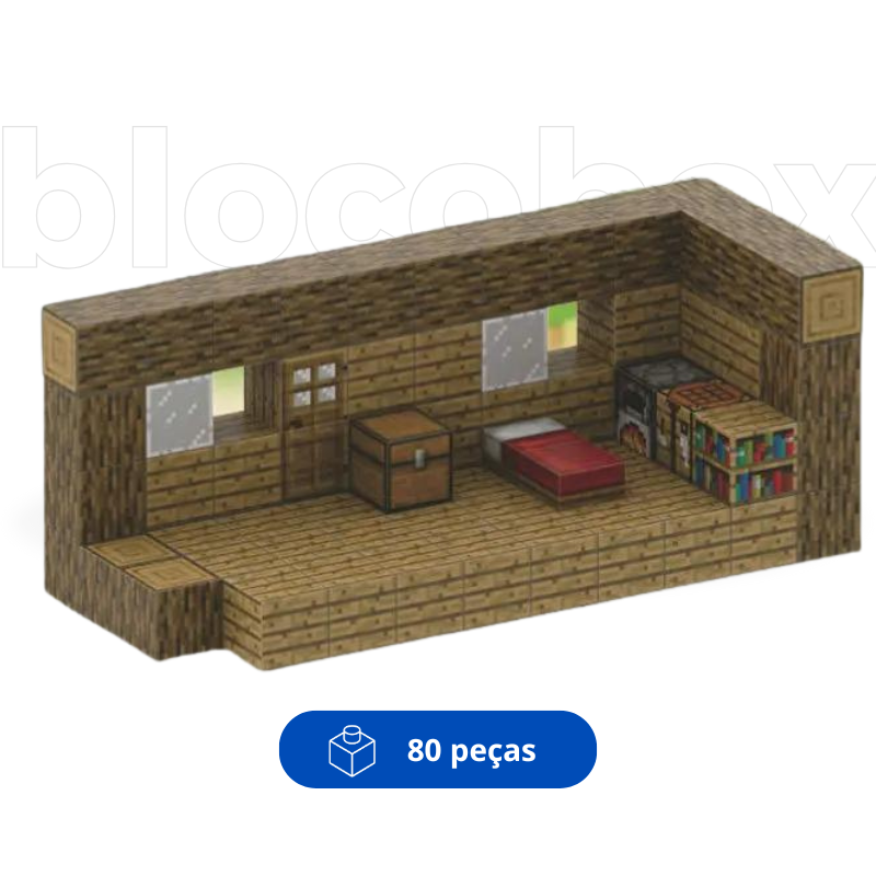 Cabana de Madeira - Blocos Magnéticos Minecraft | 80PCS