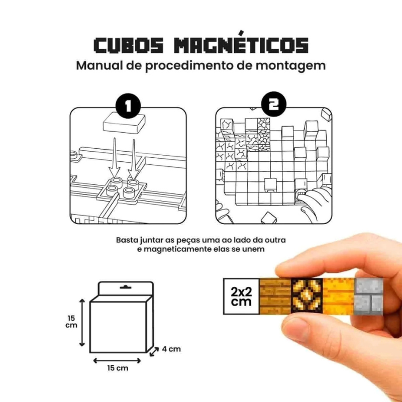 Mundo Minecraft + Minifigures de Brinde | 500PCS Magnéticas